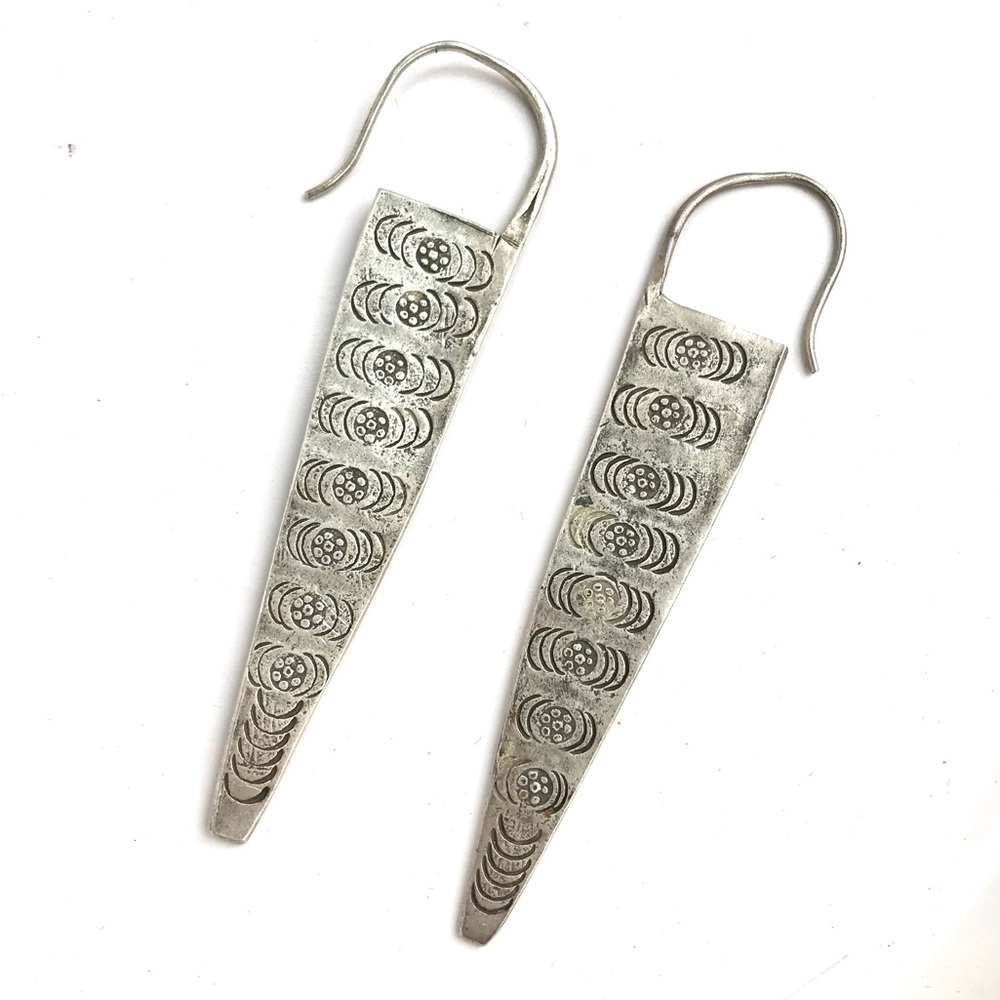 Handcrafted cut metal artisan stamped earrings boho gypsy style